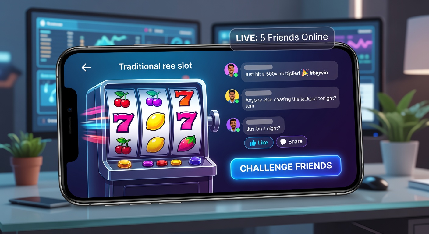 Visualisierung der Integration sozialer Features in Walzen-Spiele auf mobilen Geräten
