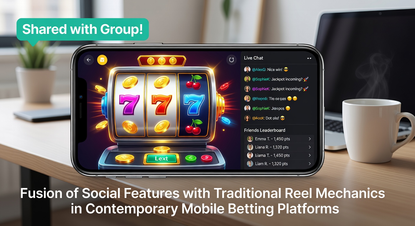 Beispielhafte Darstellung eines mobilen Walzenspiels mit integriertem Chat und Leaderboard